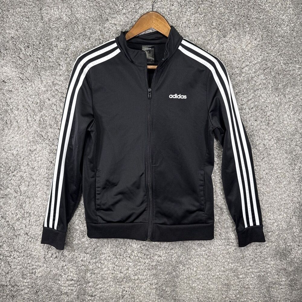 Adidas Women’s Track Jacket Black White Stripes Medium Athletic Sporty